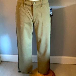 Lucky brand olive pant with blue down the sides.